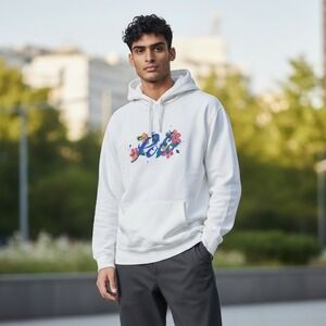 Polo Ralph Lauren Mens White Floral Script Logo Hoodie XXL Pullover Fleece